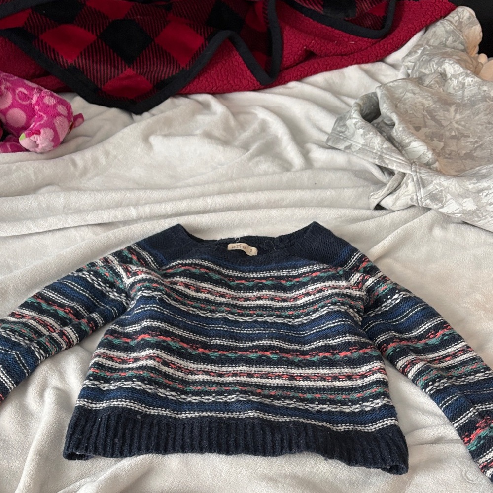 Hollister Navy Multicolor Striped Top - Picture 1 of 2